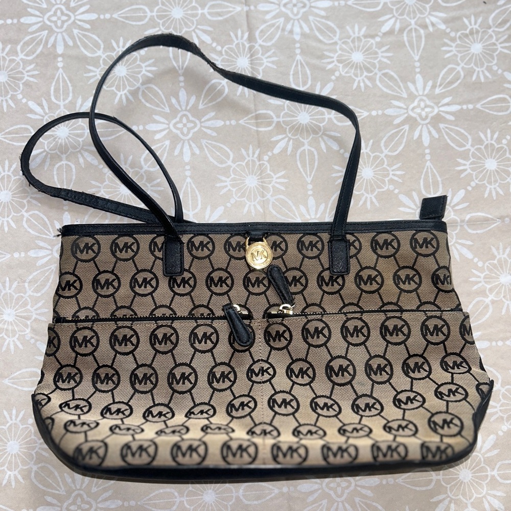 Michael Kors Black and Tan Tote Bag